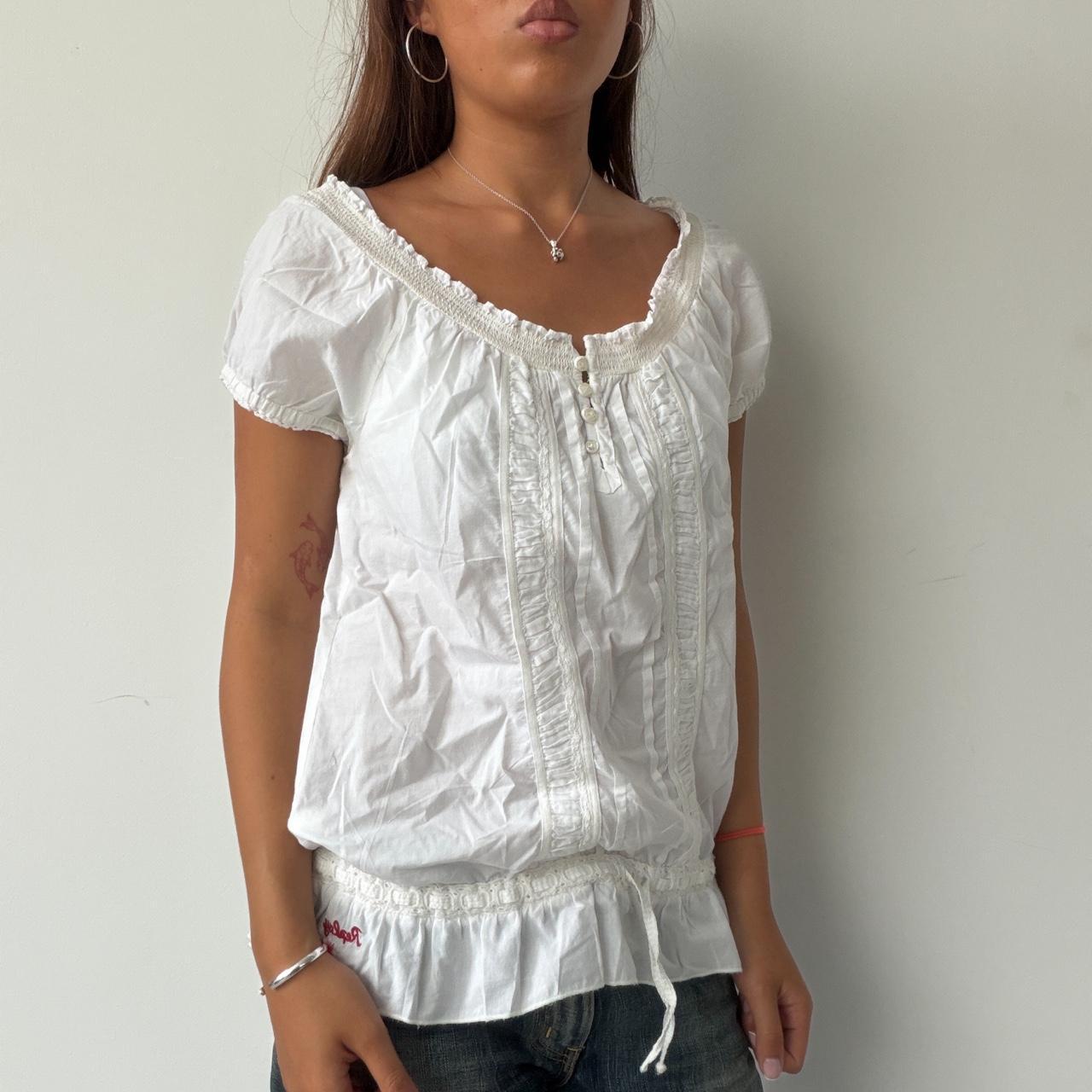 Vintage White Ruffle Top