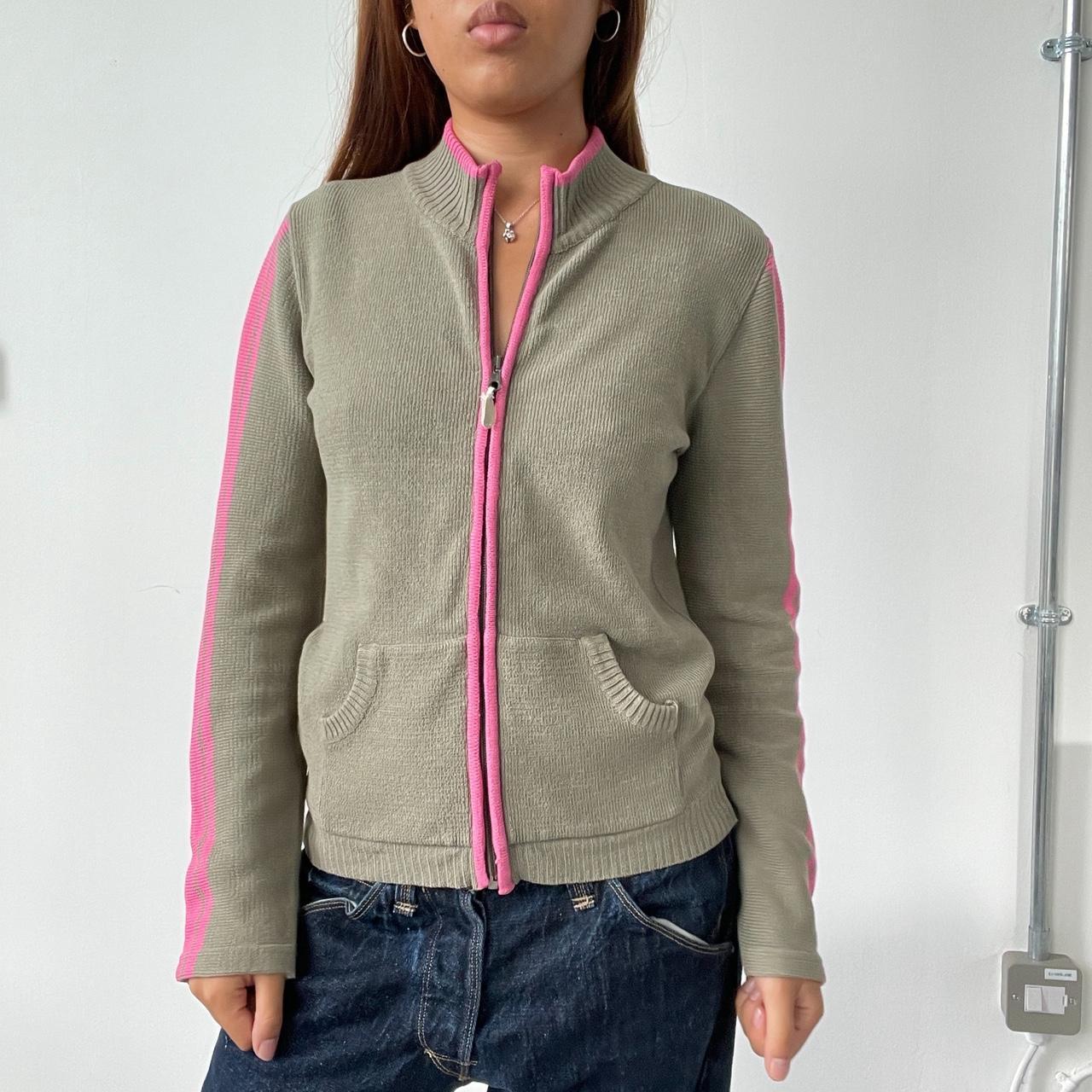 Vintage Khaki zip up knit jumper