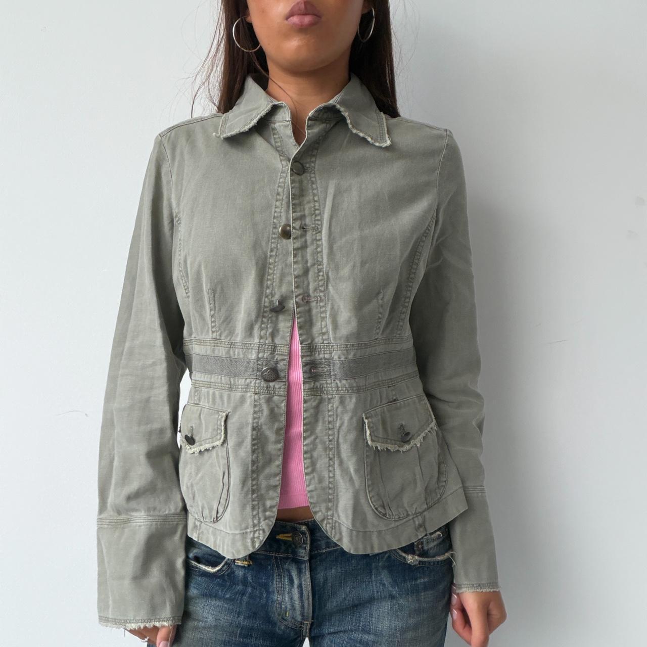 Vintage Light Grey Khaki Button Up