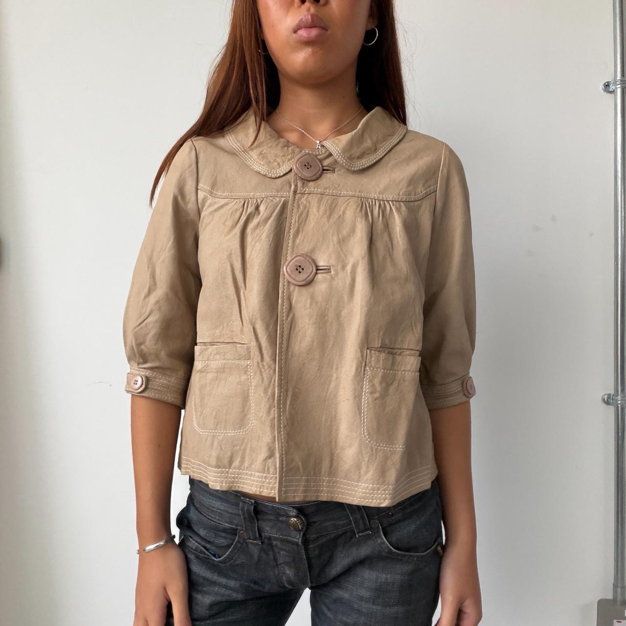 Vintage Beige Leather Peacoat
