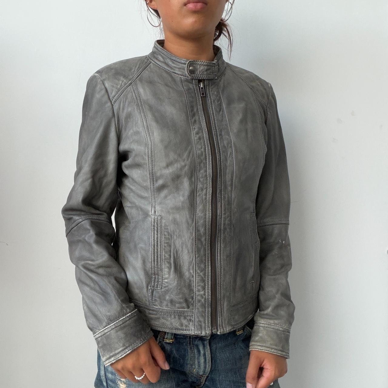 Vintage Grey Leather Jacket