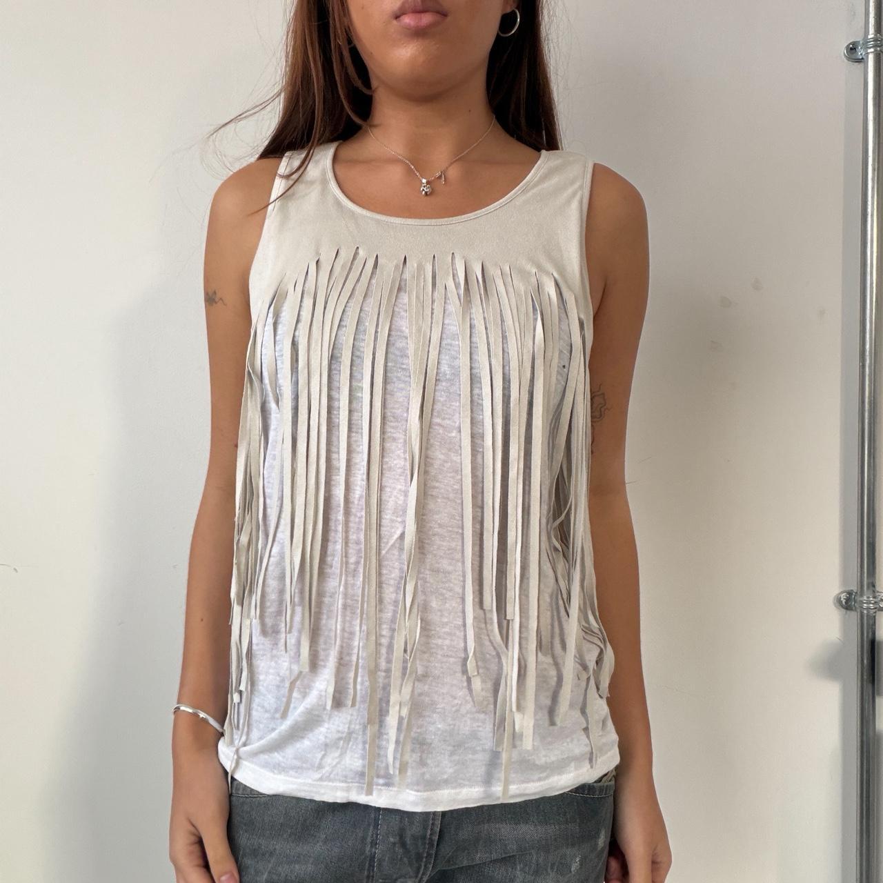 Vintage White Cop Copine Fringe Top
