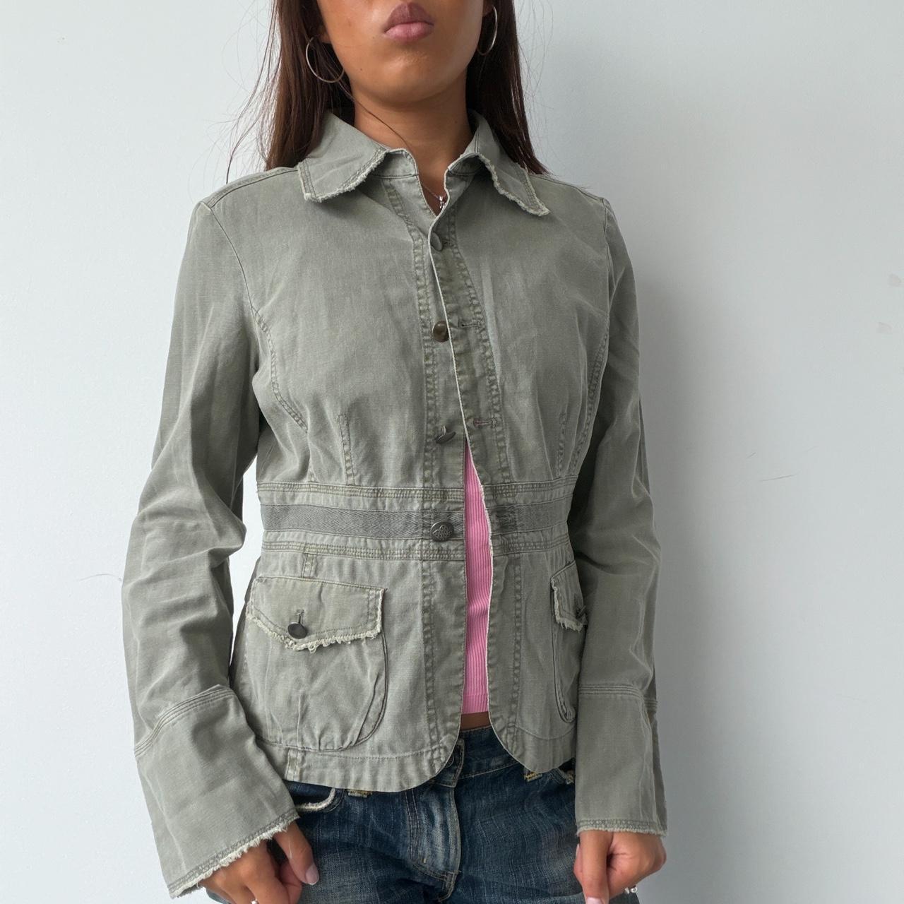 Vintage Light Grey Khaki Button Up
