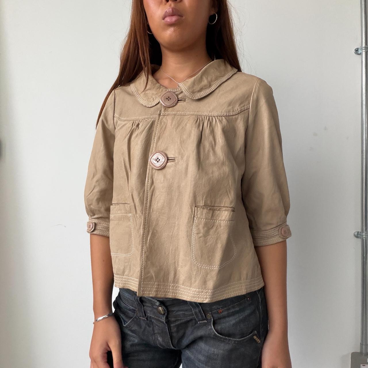 Vintage Beige Leather Peacoat