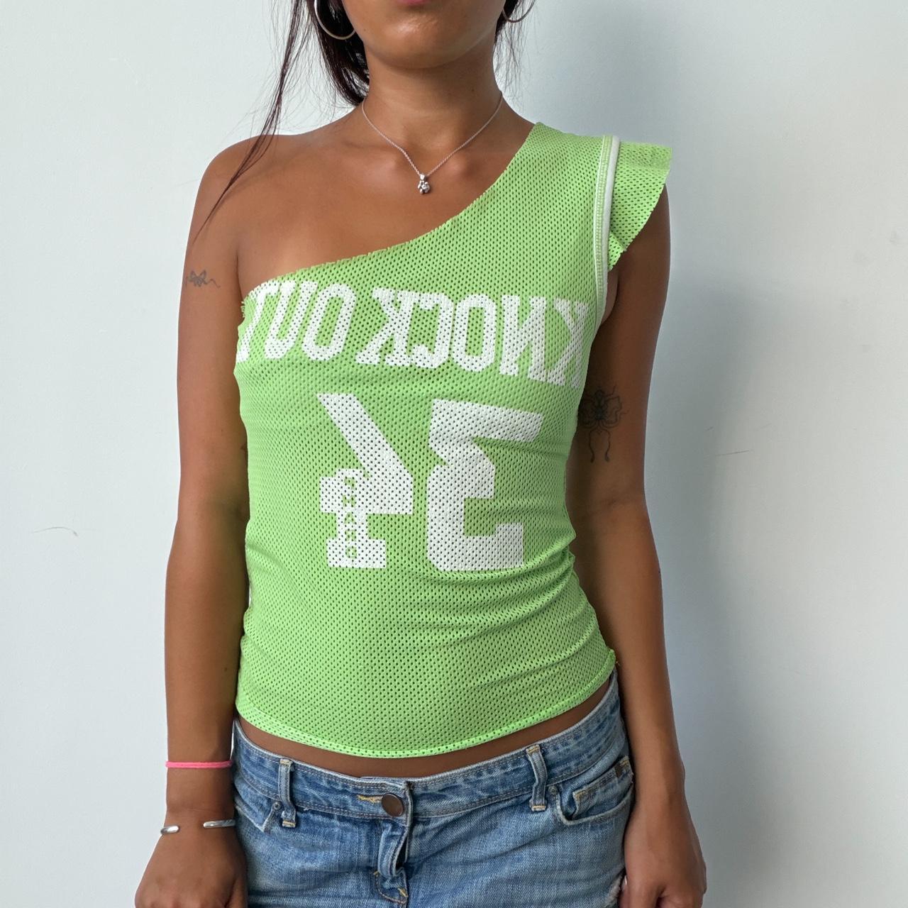 Vintage Green Mesh Shoulder Top