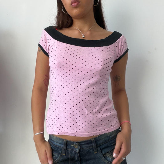 Vintage Pink Polka Dot Top