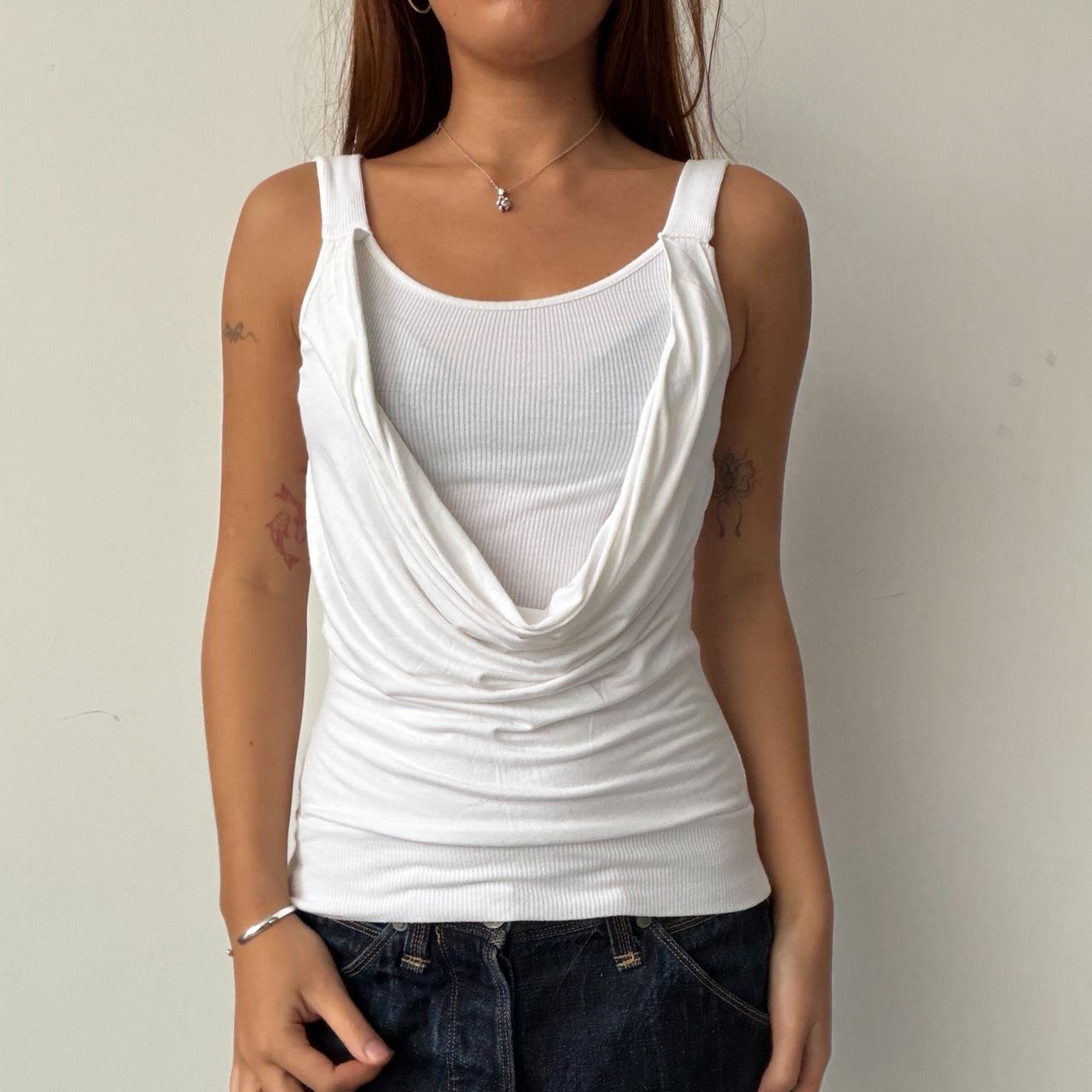 Vintage White Cowl Neck Tank Top