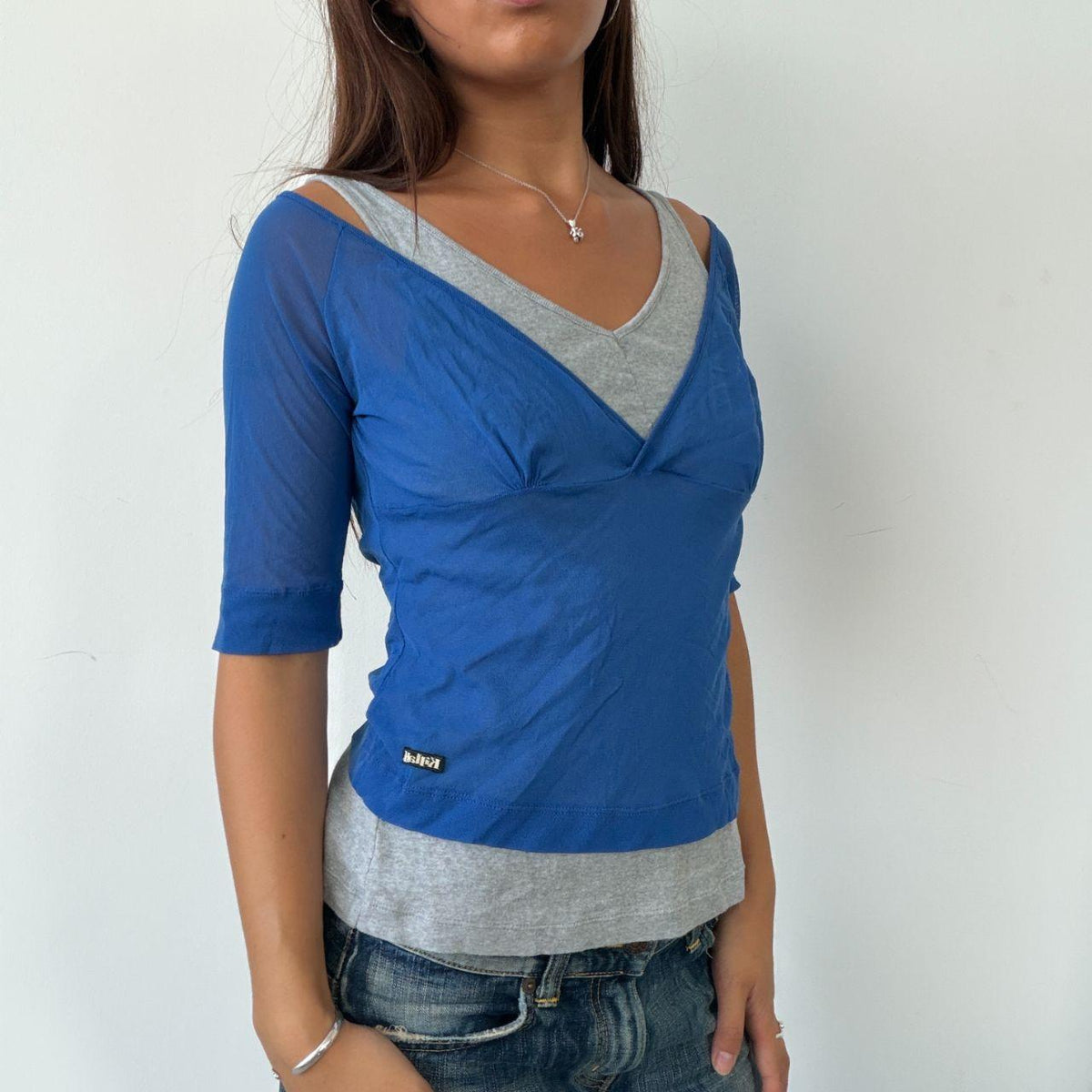 Vintage Blue Sheer Grey Top