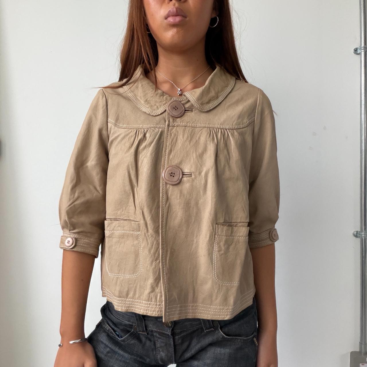 Vintage Beige Leather Peacoat