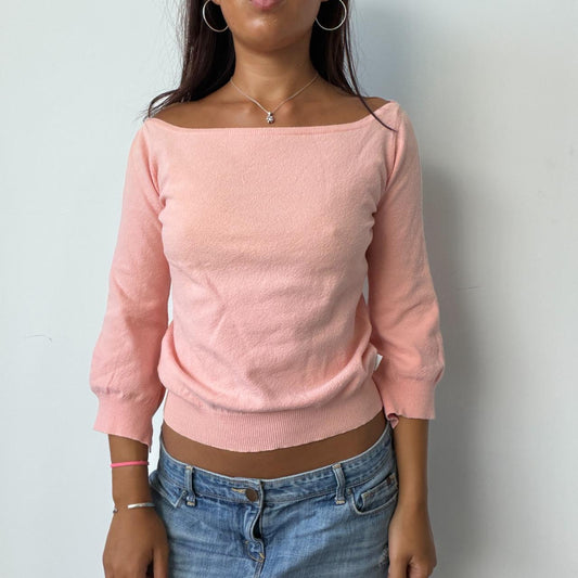 Vintage Coral Off the Shoulder Jumper