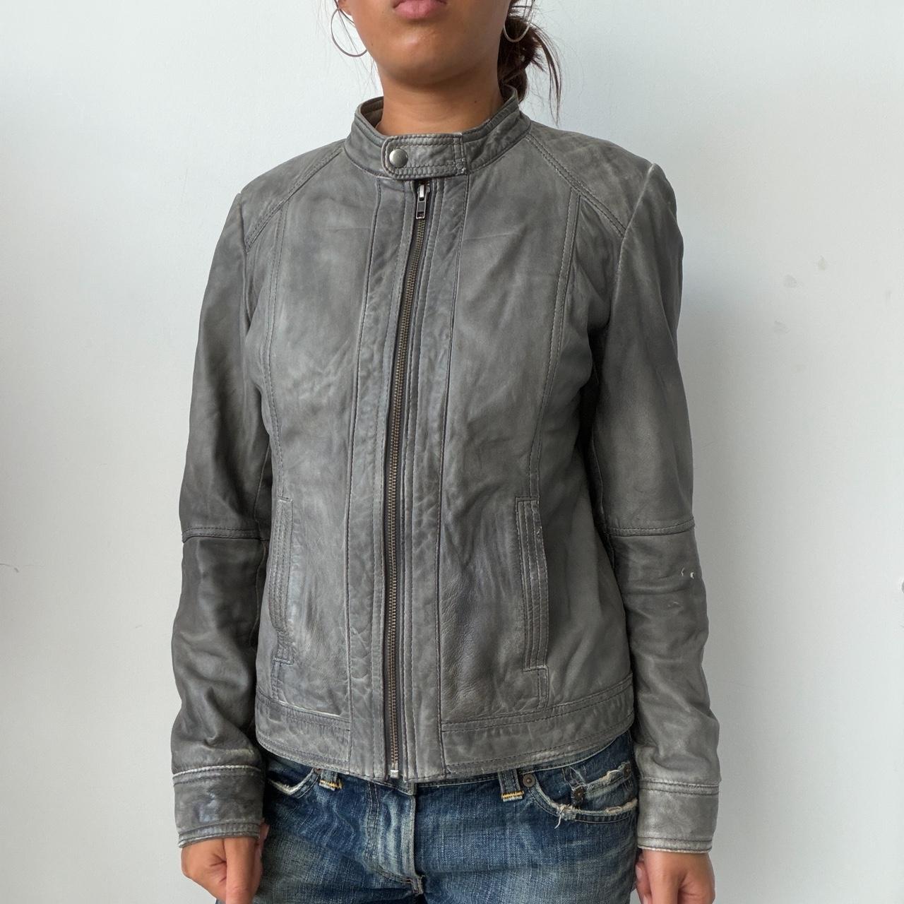 Vintage Grey Leather Jacket