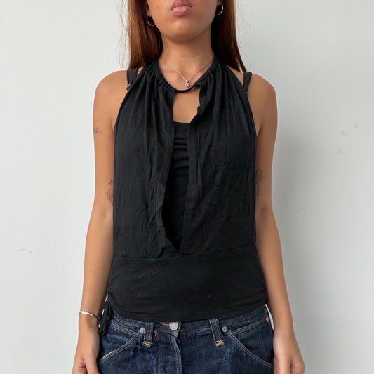 Vintage Black Open Front Cami