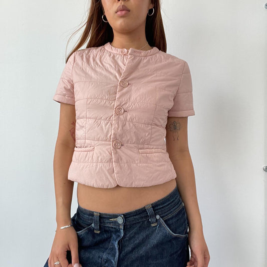 Pink Puffy Button Up Top