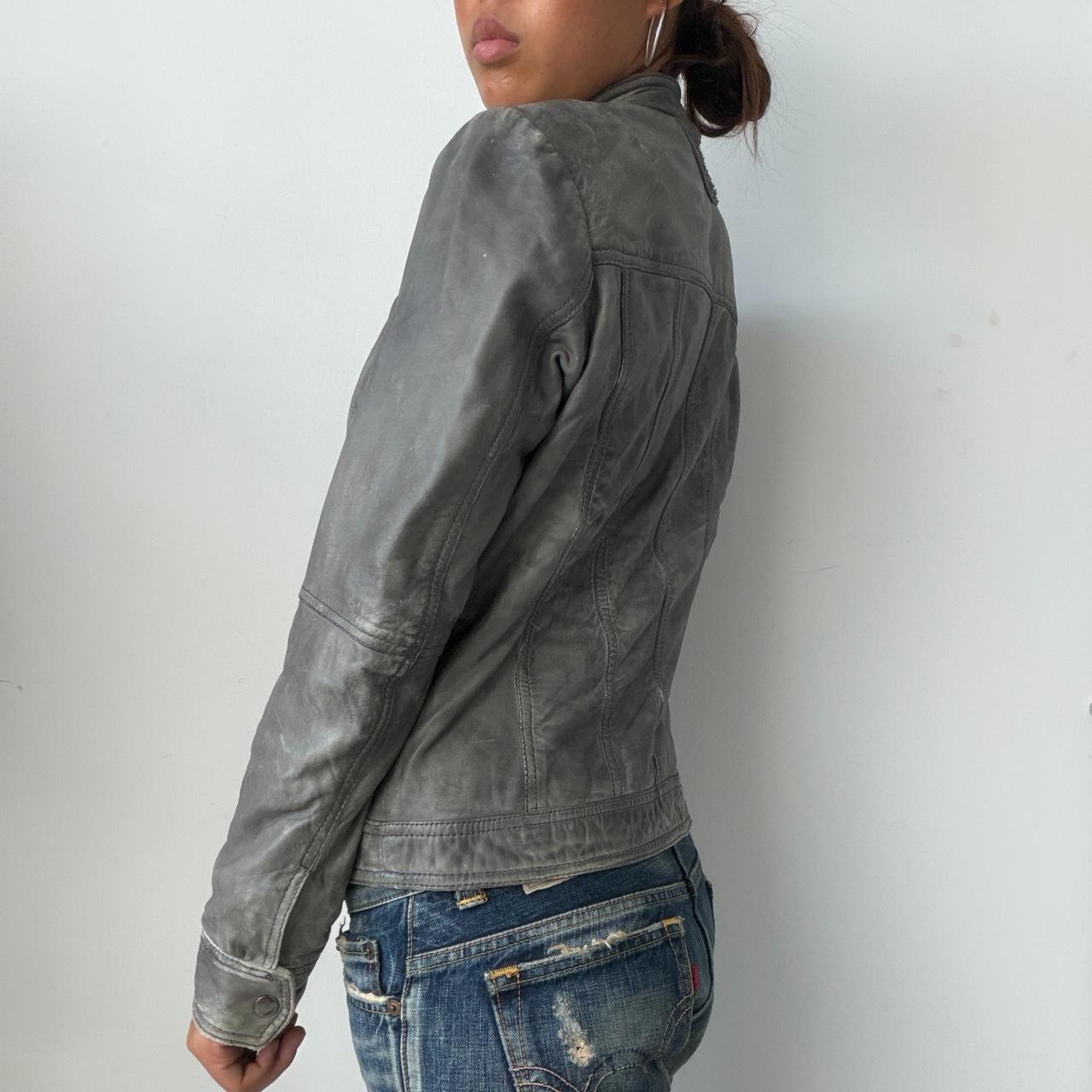 Vintage Grey Leather Jacket