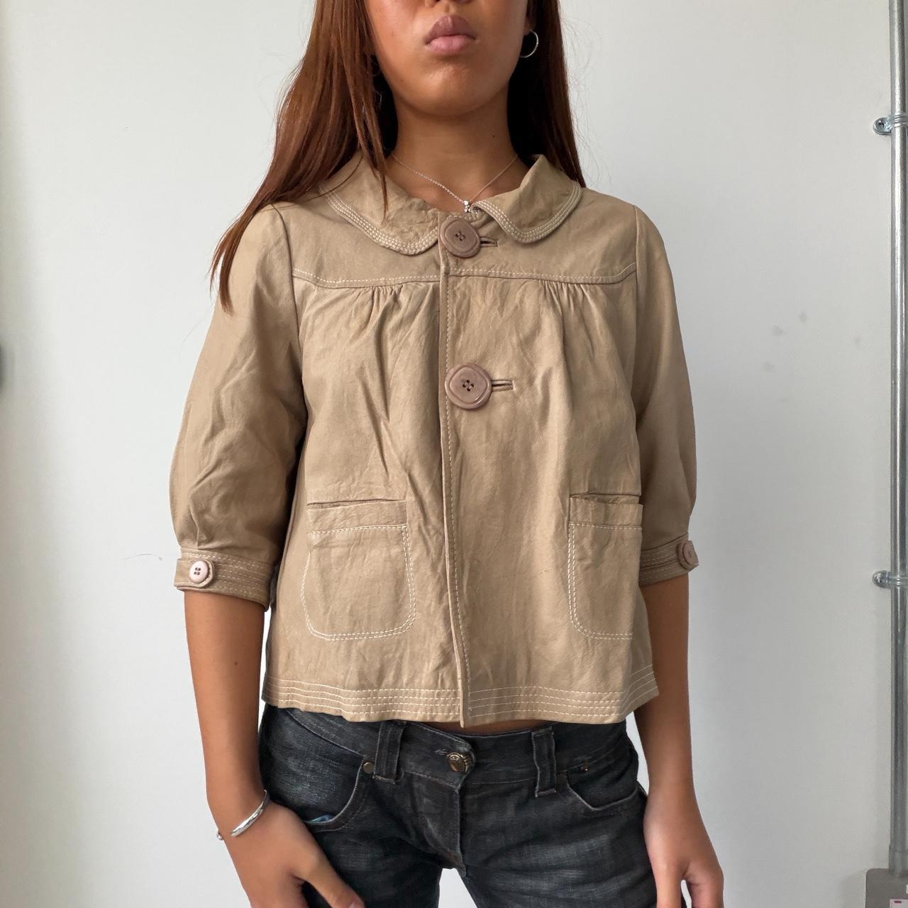 Vintage Beige Leather Peacoat