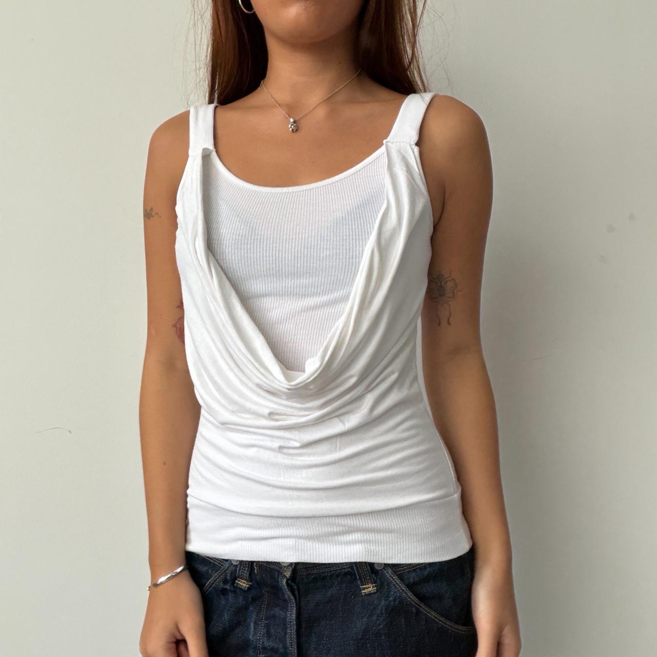 Vintage White Cowl Neck Tank Top
