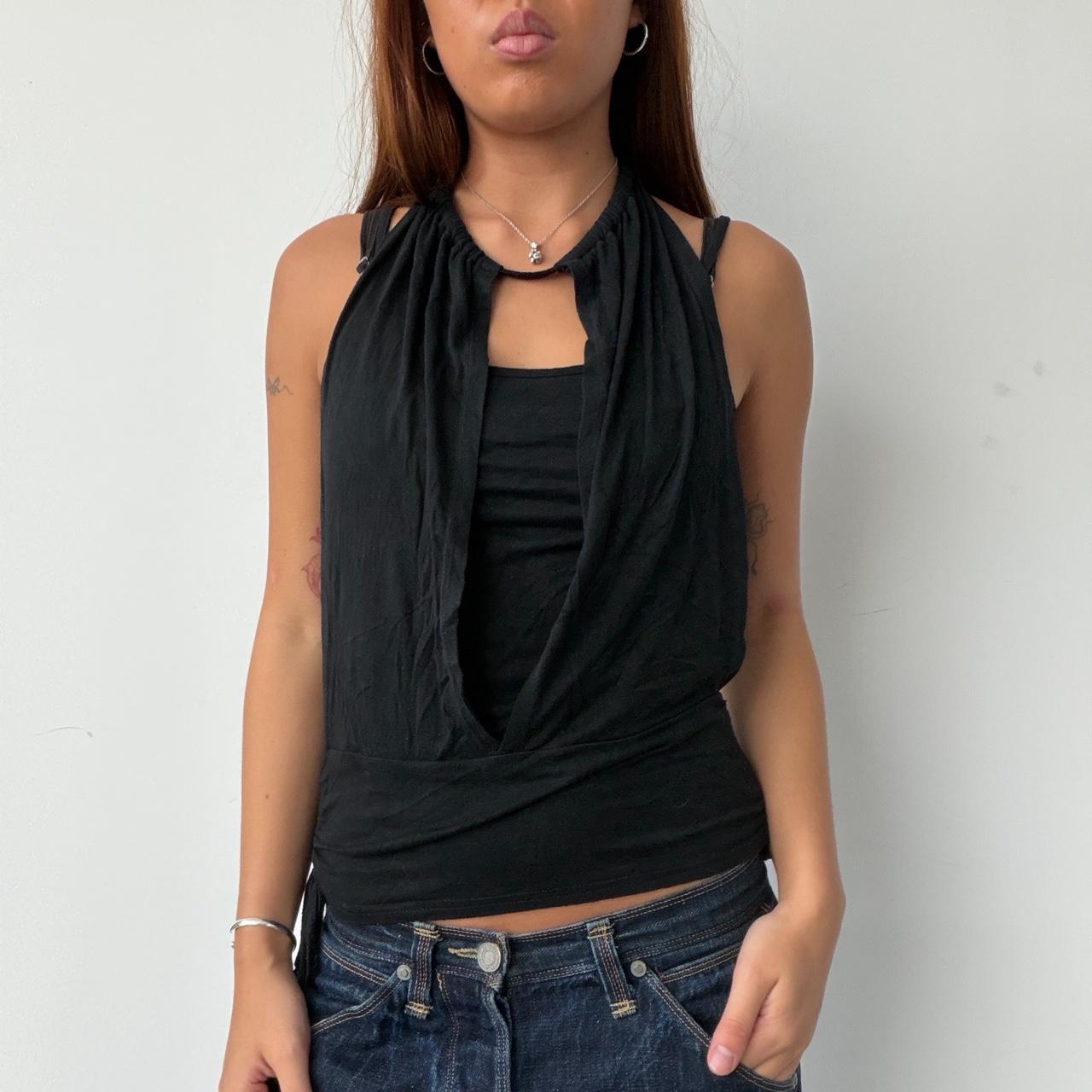 Vintage Black Open Front Cami