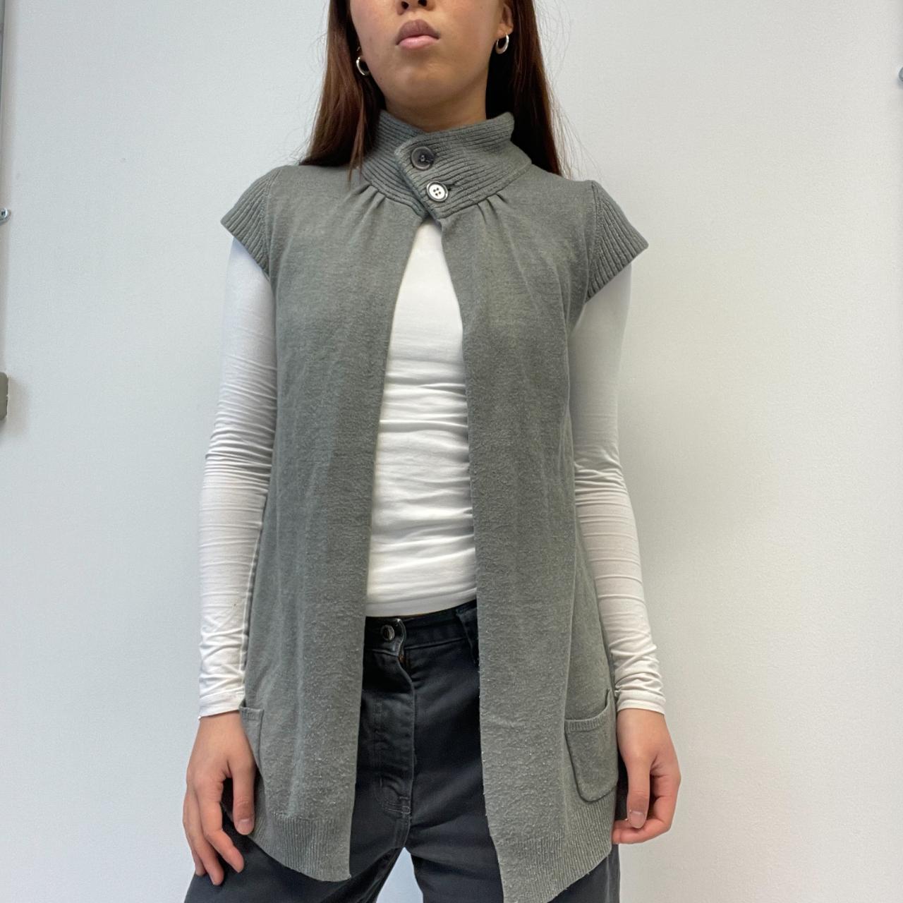 Grey High Neck Knitted Cardigan