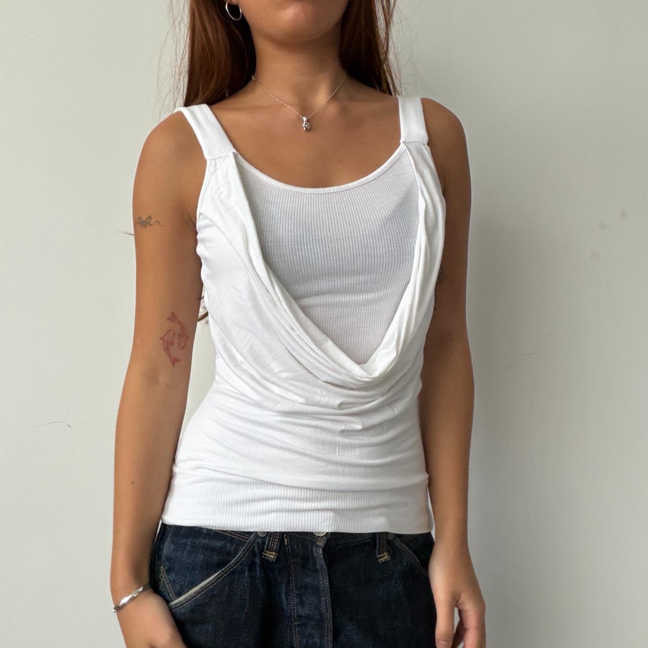 Vintage White Cowl Neck Tank Top