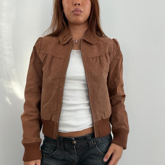 Vintage Brown Suede Zip Up Jacket