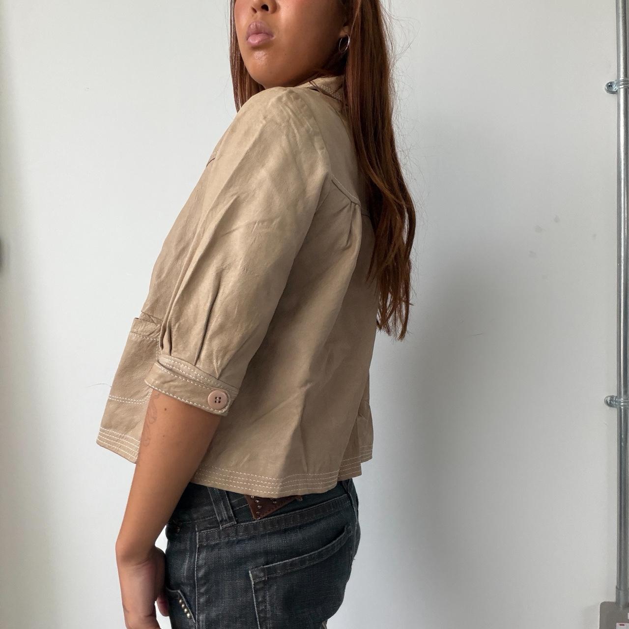 Vintage Beige Leather Peacoat