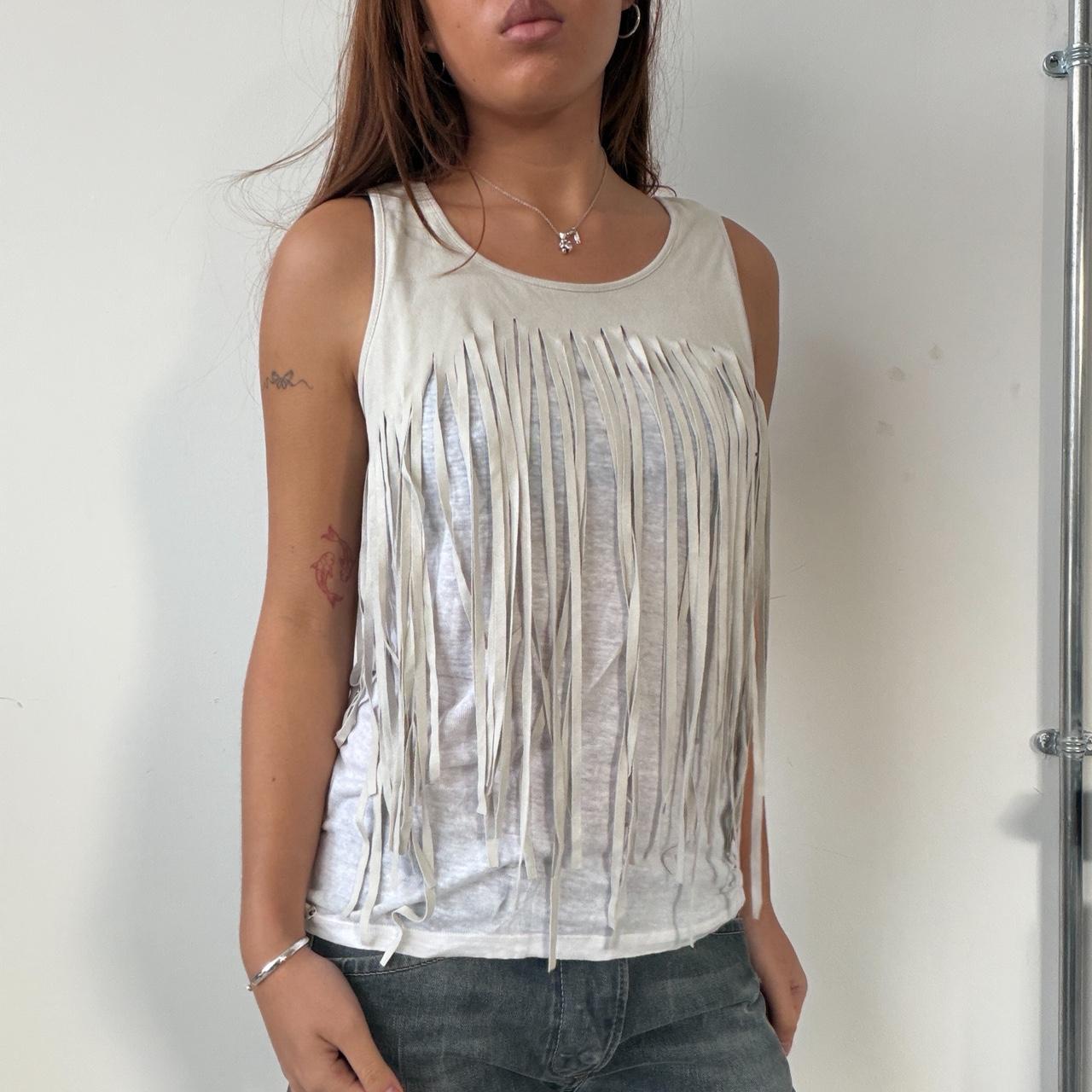 Vintage White Cop Copine Fringe Top