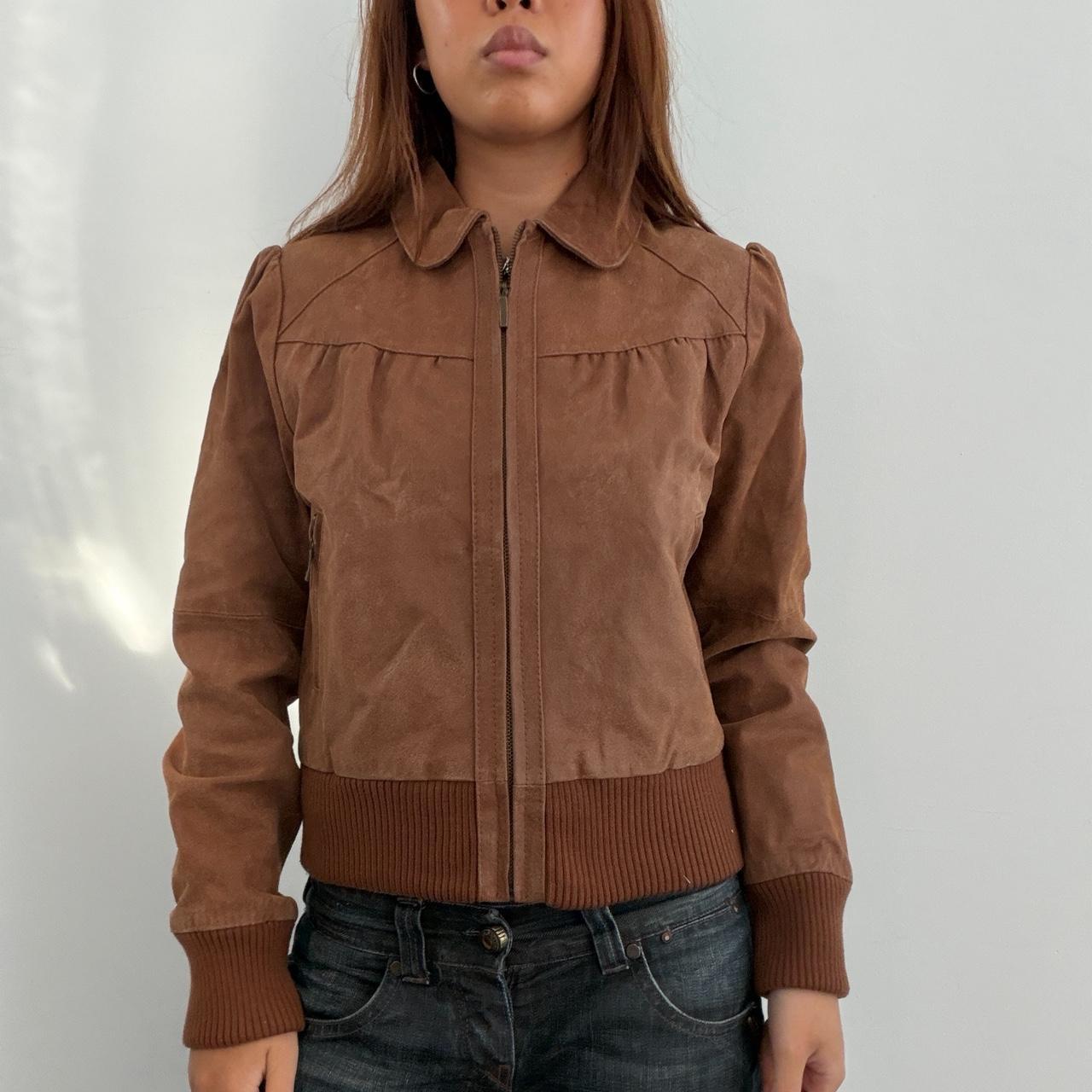 Vintage Brown Suede Zip Up Jacket