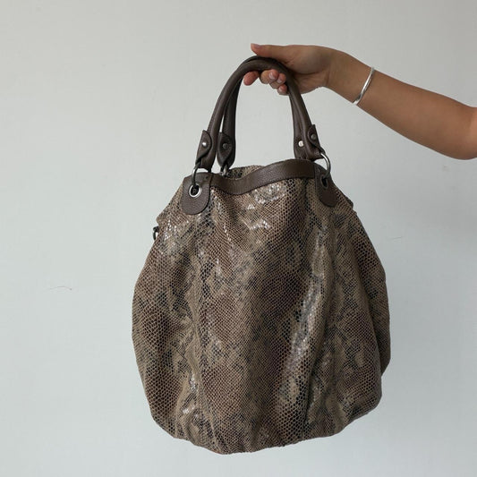 Vintage Brown Snake Skin Shoulder Bag