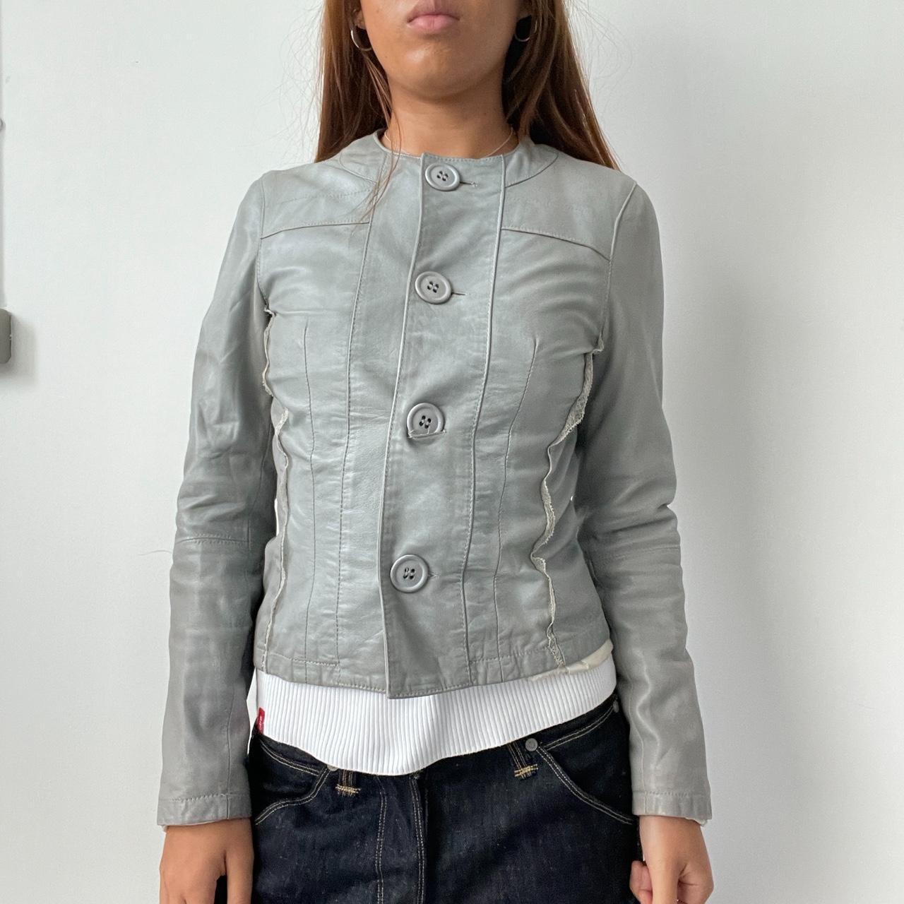 Vintage Grey Leather Jacket