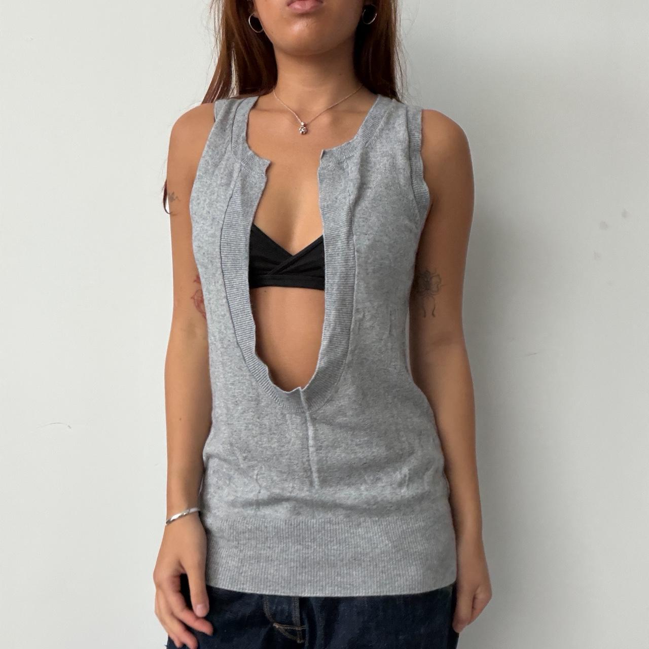 Vintage Grey Open Knit Top