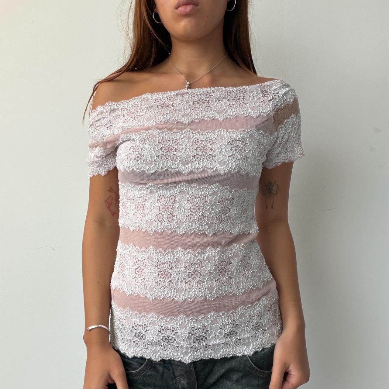 Vintage Baby Pink Lace Top