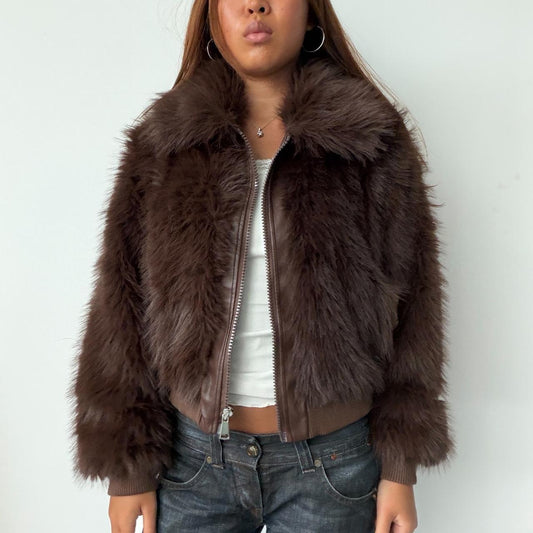 Vintage Brown Faux Fur Jacket