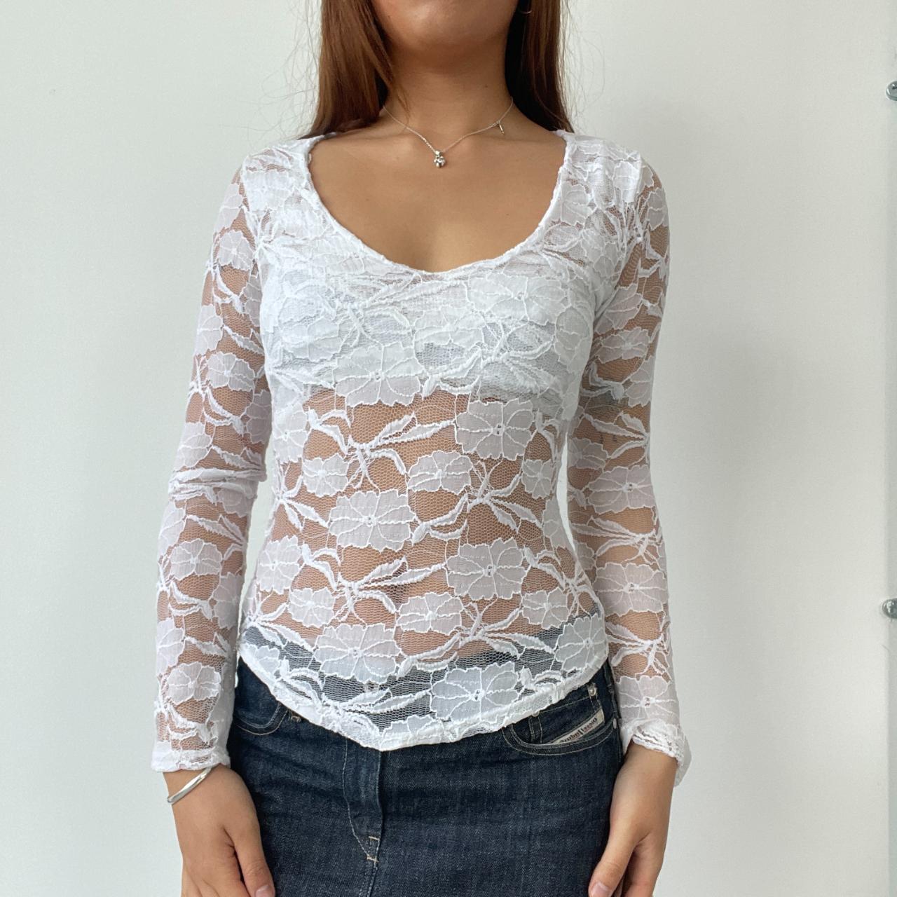 White Lace Scoop Neck Top