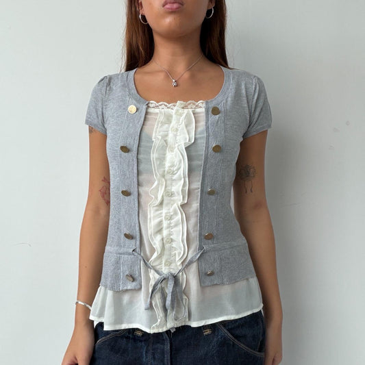 Vintage Grey Button Up Top