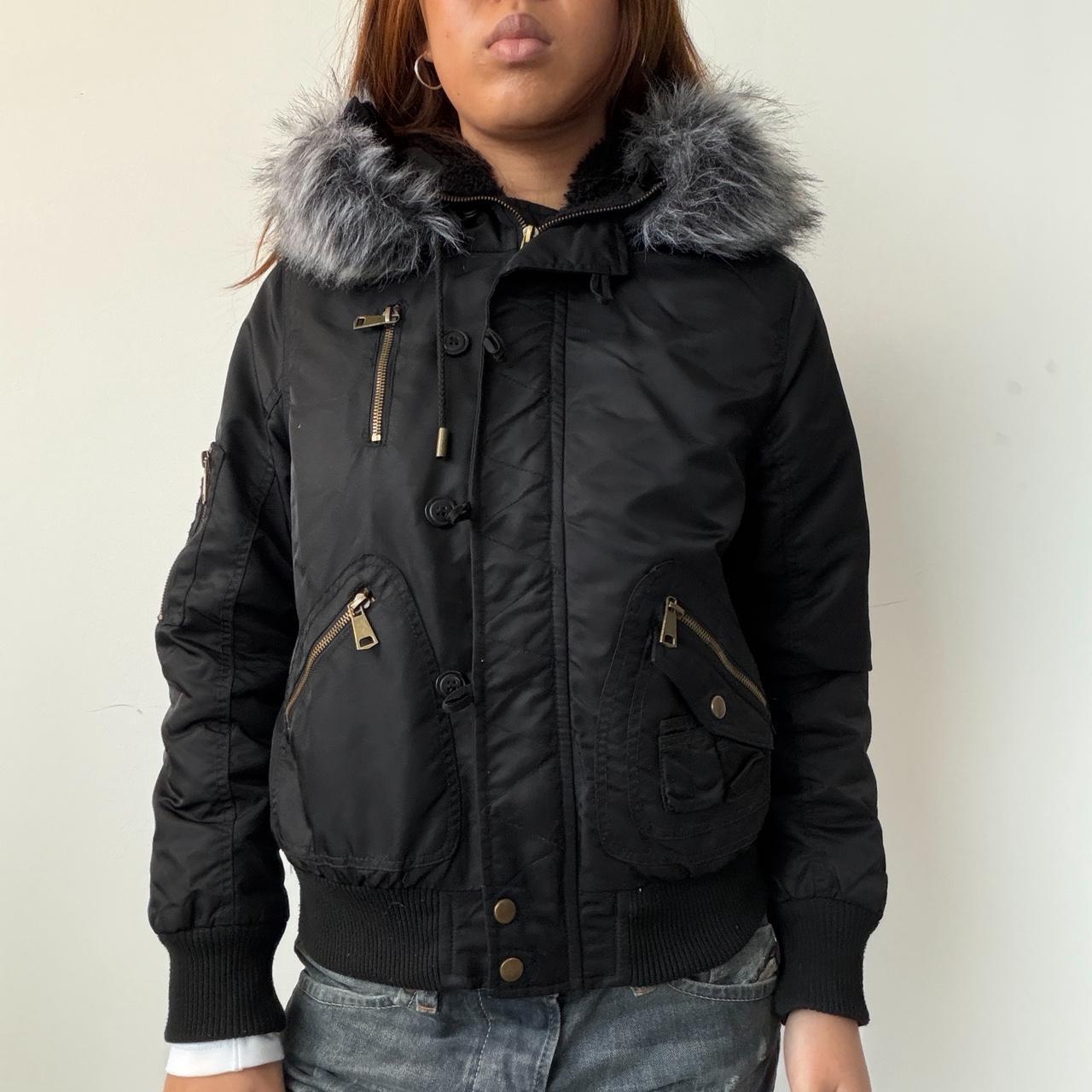 Vintage Black Hooded Puffer Jacket