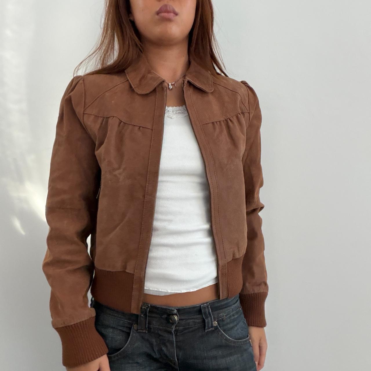 Vintage Brown Suede Zip Up Jacket