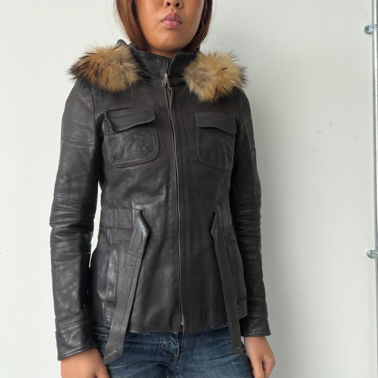 Vintage Black Hooded Leather Jacket