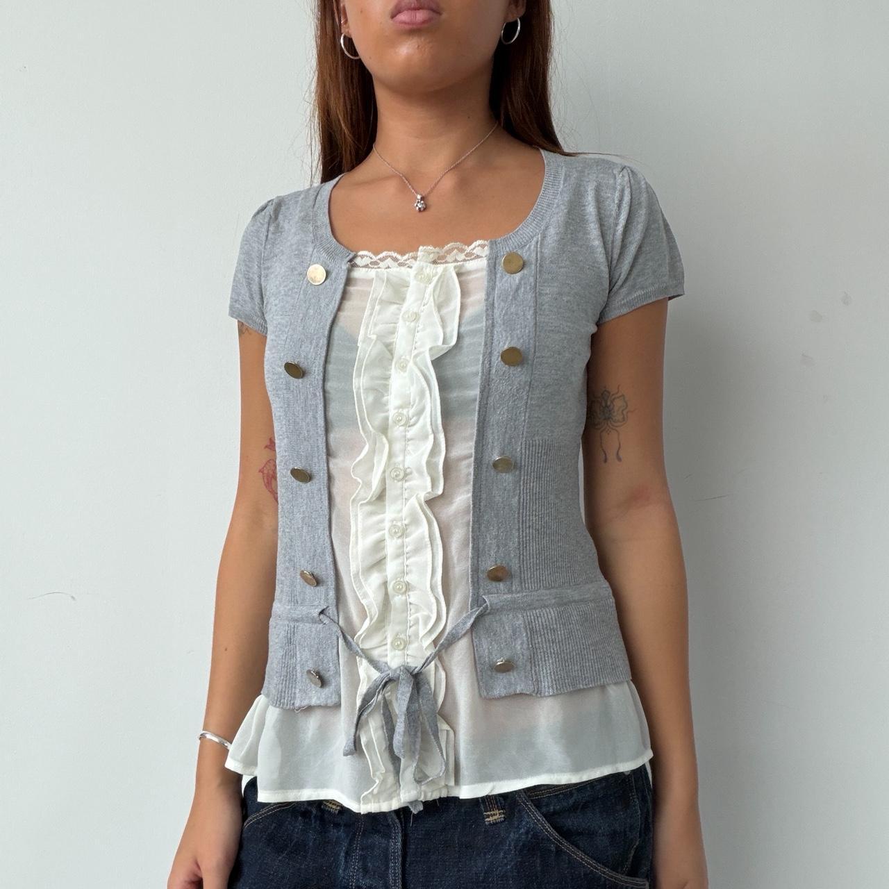 Vintage Grey Button Up Top