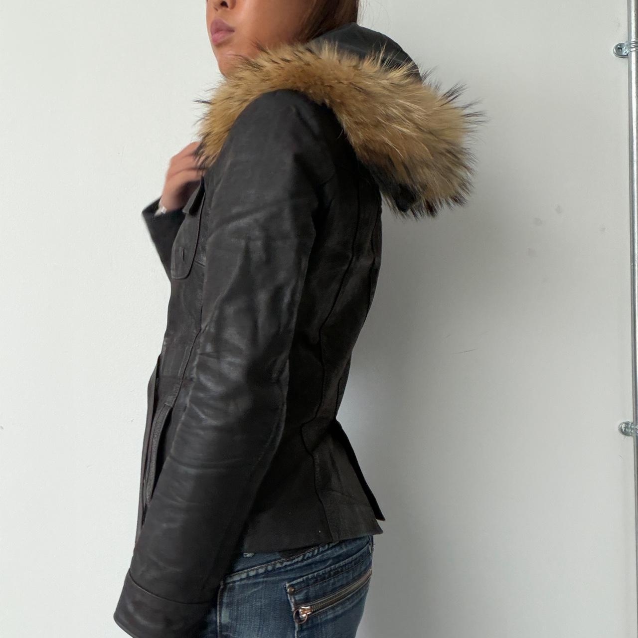 Vintage Black Hooded Leather Jacket