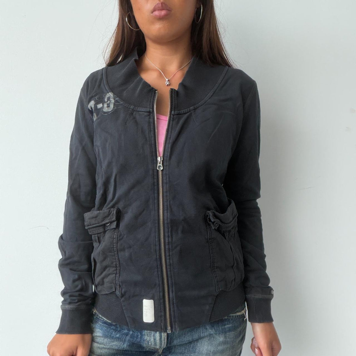 Vintage Black Zip Up Jacket