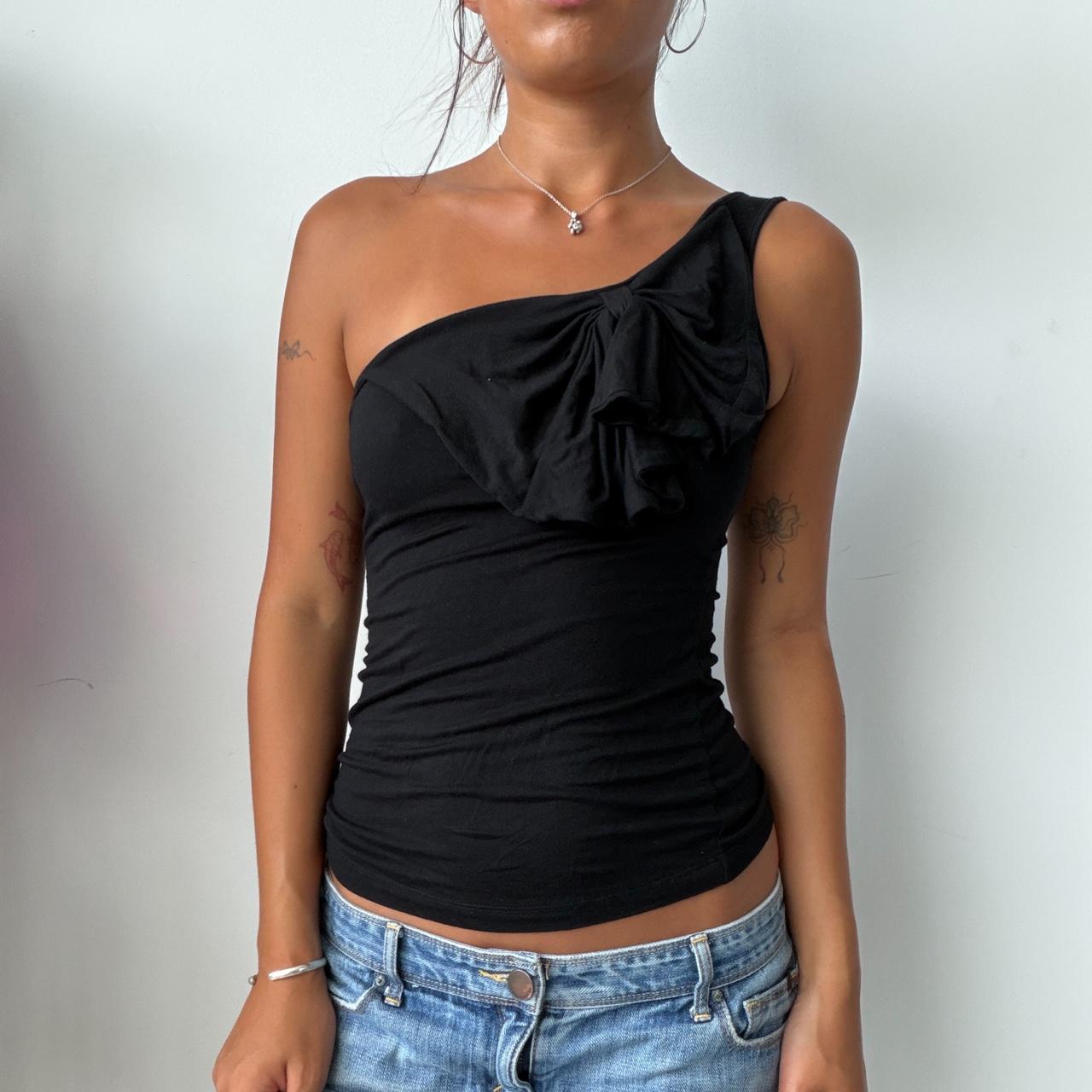 Vintage Black One Shoulder Top