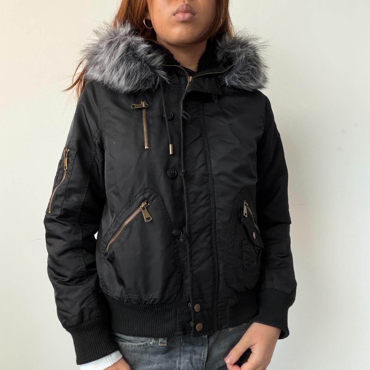 Vintage Black Hooded Puffer Jacket