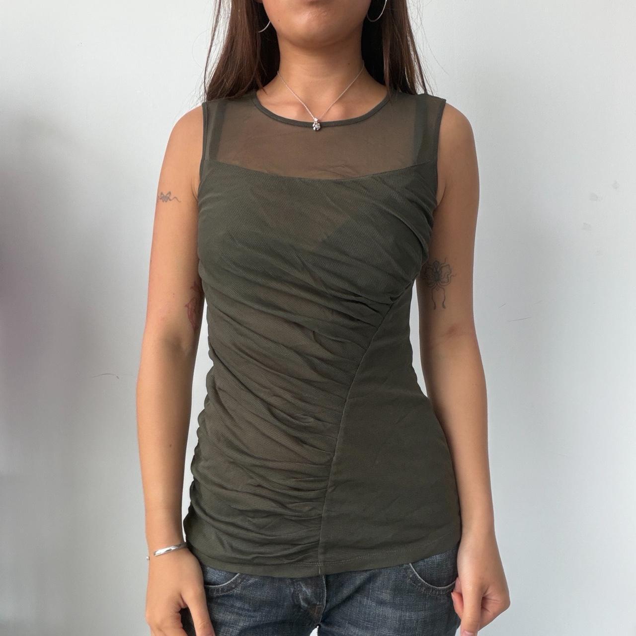 Vintage Khaki Ruched Top