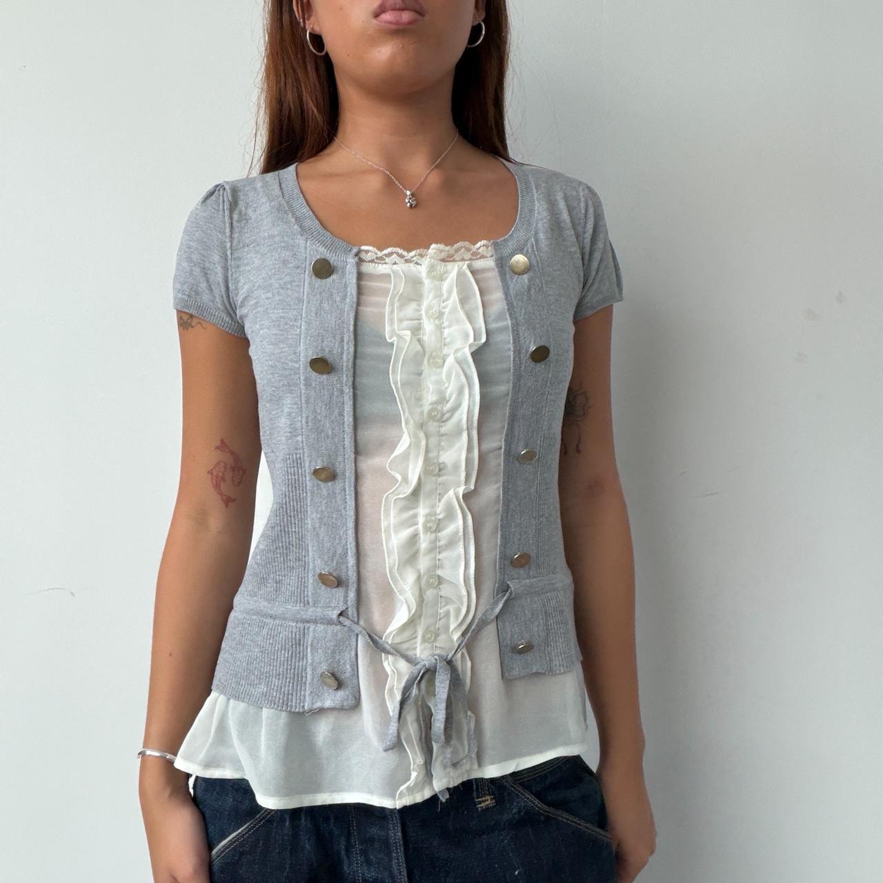 Vintage Grey Button Up Top