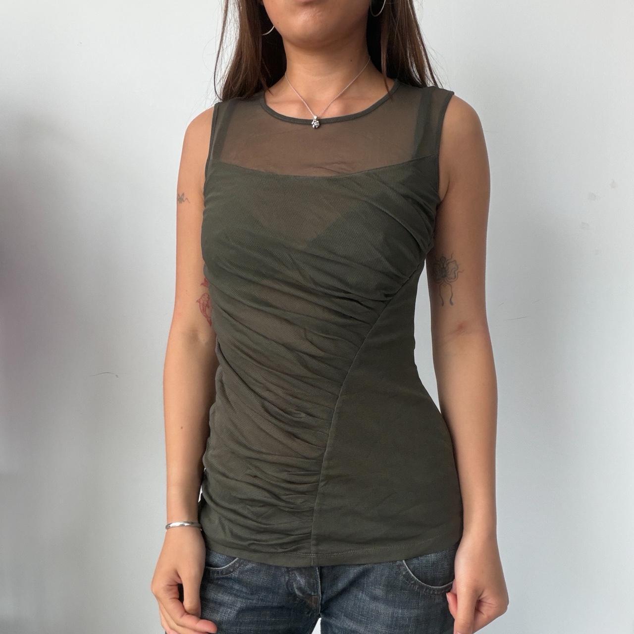 Vintage Khaki Ruched Top
