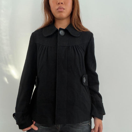 Vintage Black Wool Button Up Jacket