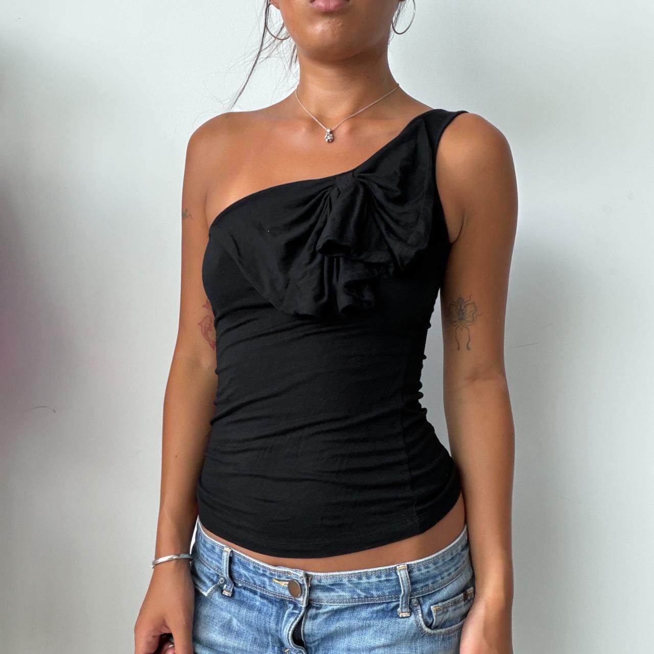 Vintage Black One Shoulder Top