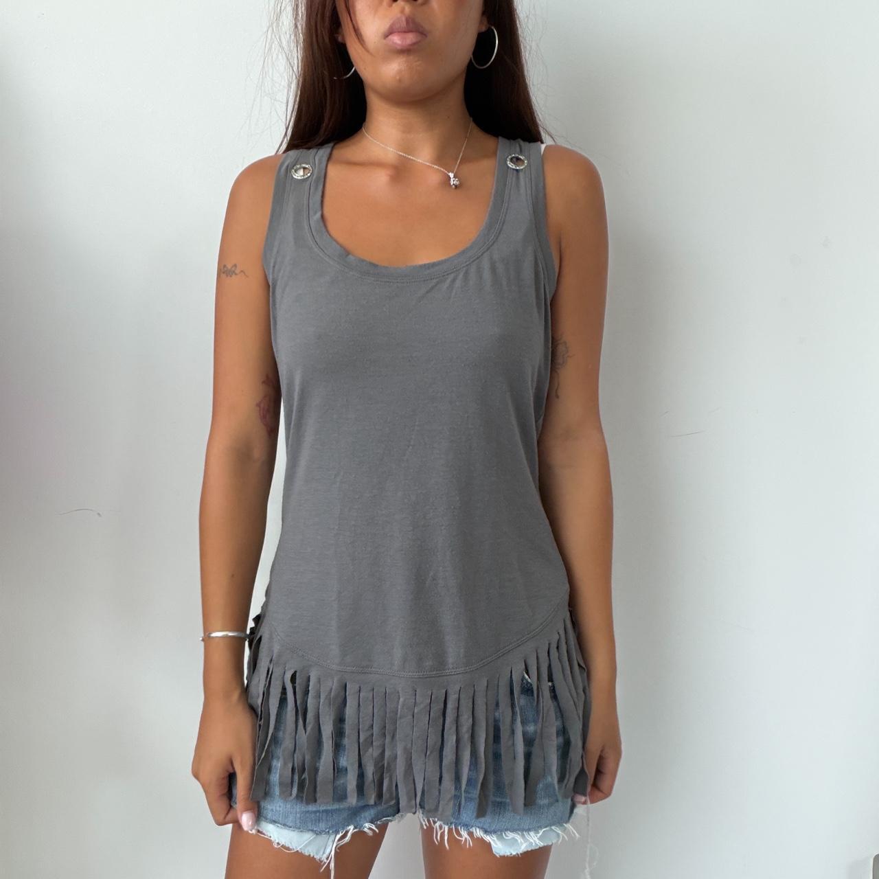 Vintage Grey Fringe Top