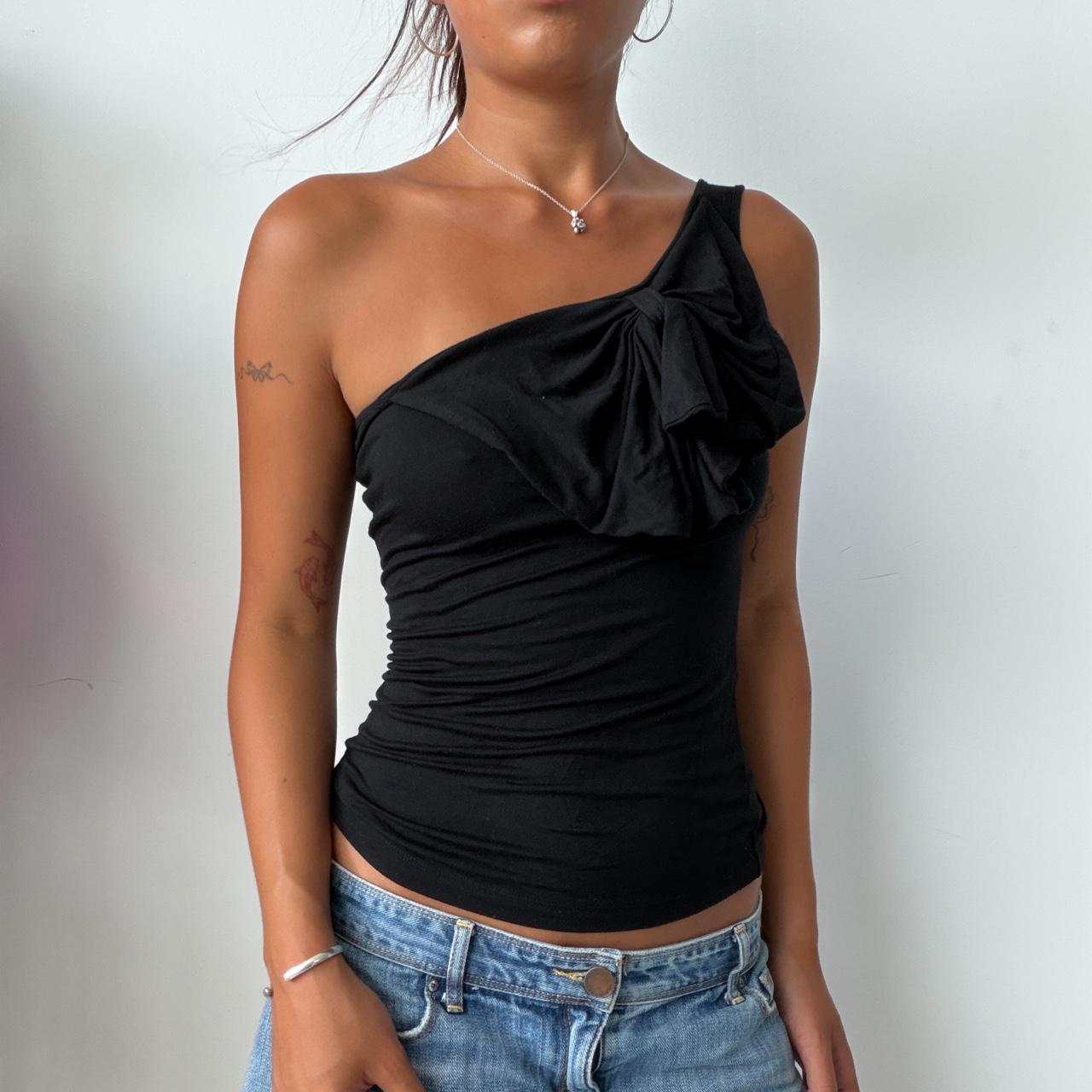 Vintage Black One Shoulder Top