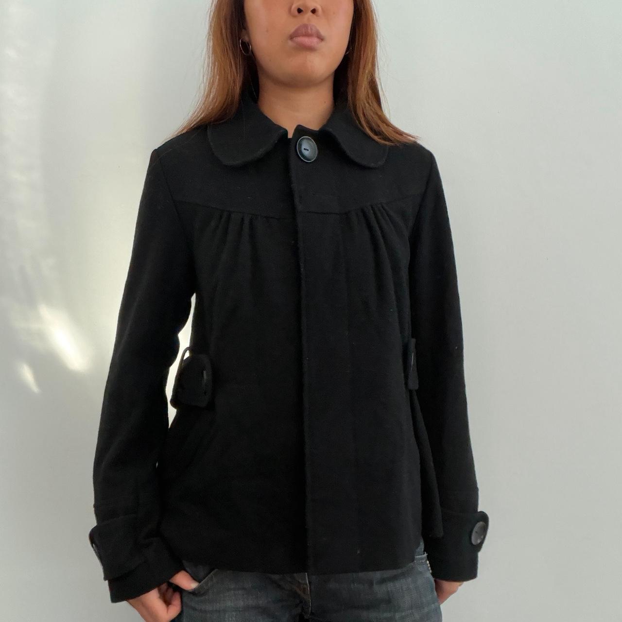 Vintage Black Wool Button Up Jacket